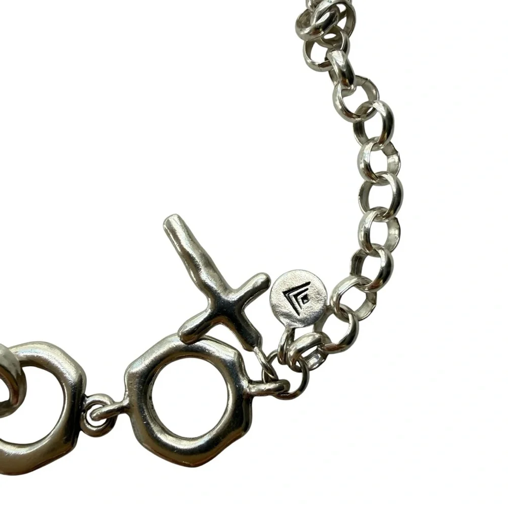 Silpada 925 Sterling Silver In Good Faith Hammered Link Cross Bracelet religious - Picture 2 of 4